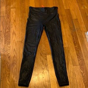 Size large black faux leather Spanx leggings